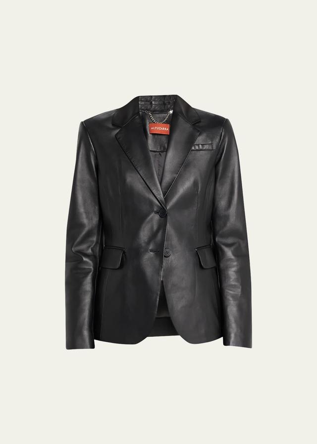 Womens Fenice Two-Button Leather Jacket Product Image