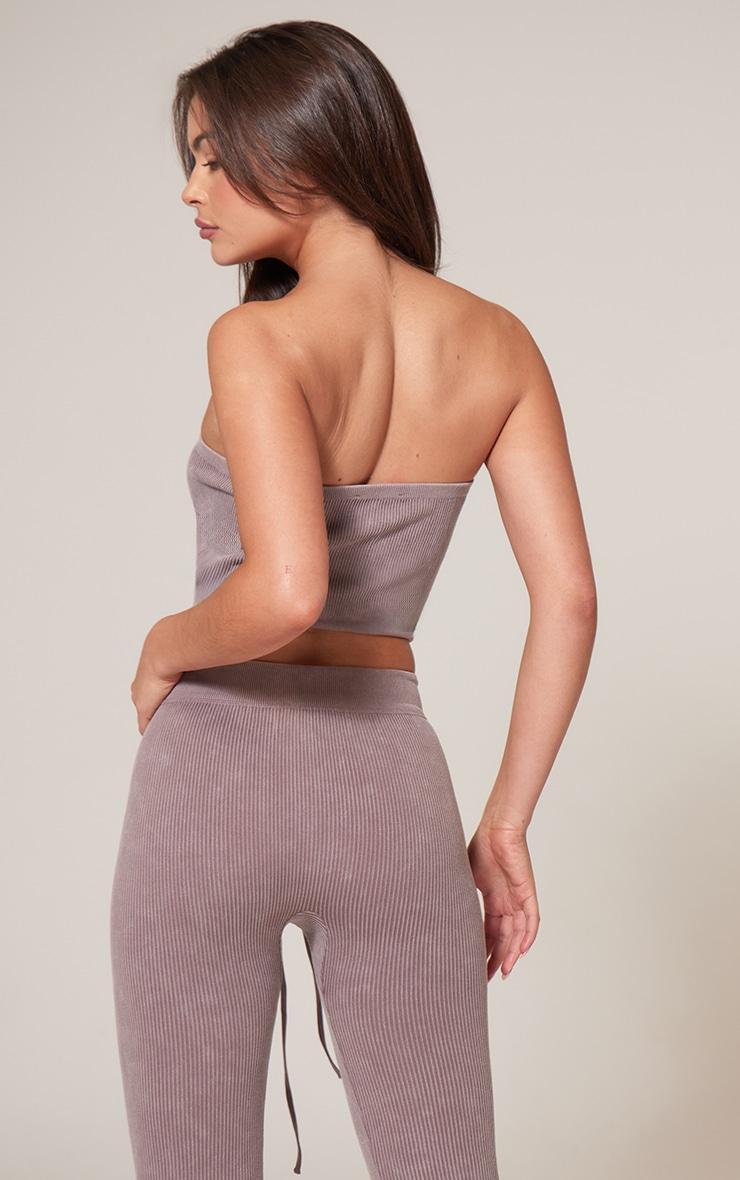 Taupe Faded Contour Rib Bandeau Crop Top Product Image