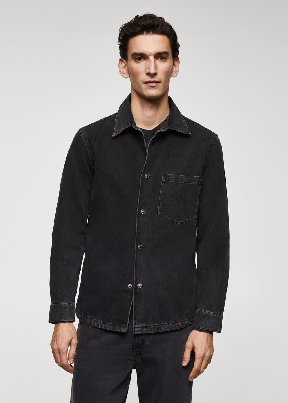 MANGO MAN - Pocket denim overshirt black denimMen Product Image