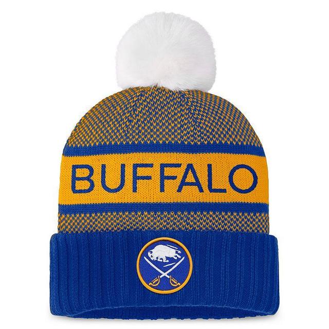 Womens Fanatics Branded Royal/Gold Buffalo Sabres Authentic Pro Rink Cuffed Knit Hat with Pom Product Image