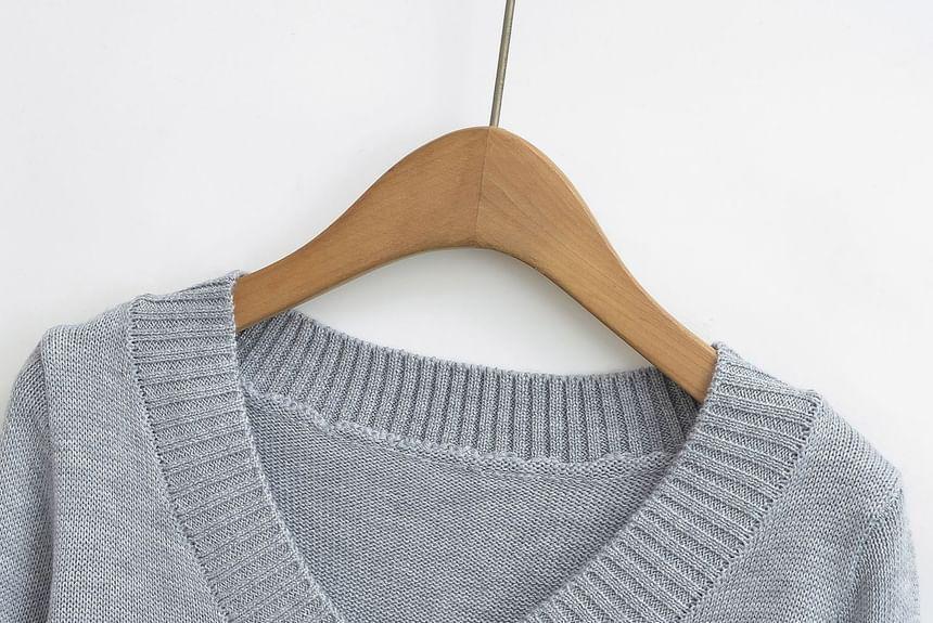 V-Neck Cropped Sweater Product Image