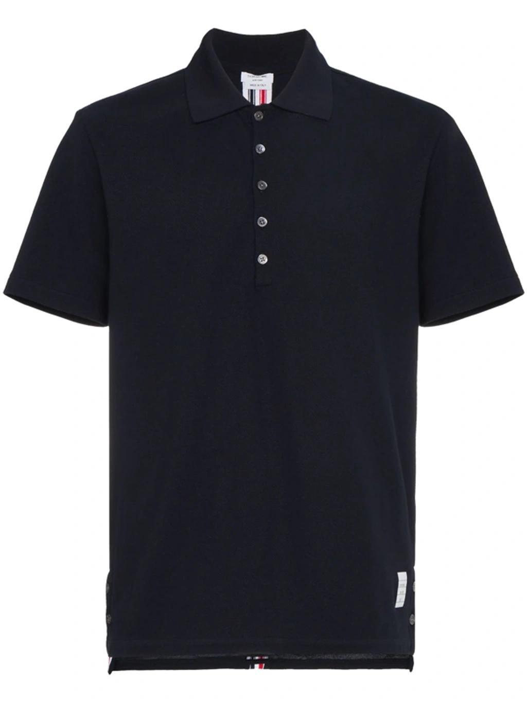 Logo-patch Short-sleeve Polo Shirt In Navy Product Image