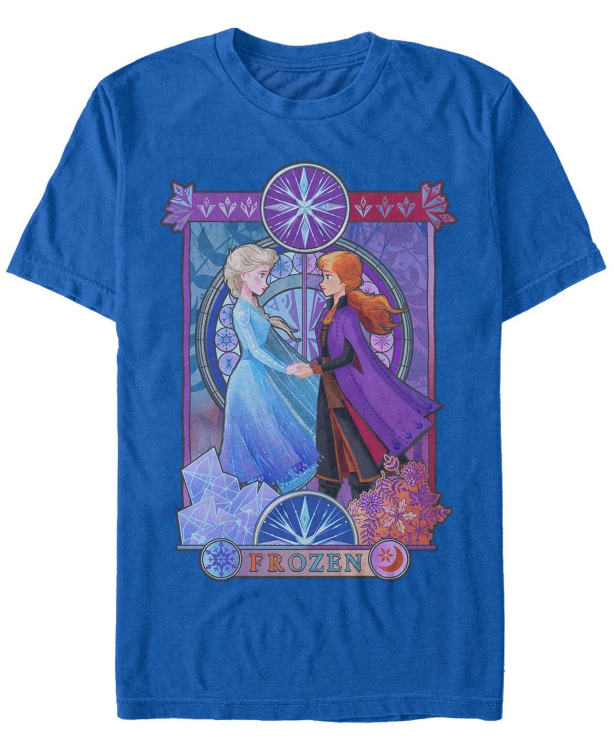 Mens Frozen 2 Elsa & Anna Split Poster Tee Med Blue Product Image