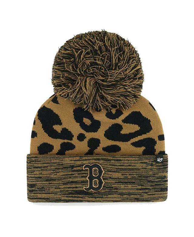 Womens 47 Boston Red Sox Leopard Rosette Cuffed Knit Hat with Pom Product Image