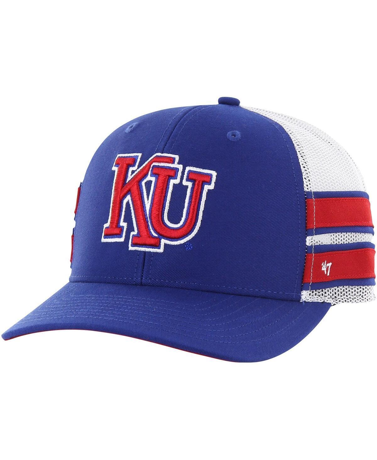 Mens 47 Royal Kansas Jayhawks Straight Eight Adjustable Trucker Hat Product Image