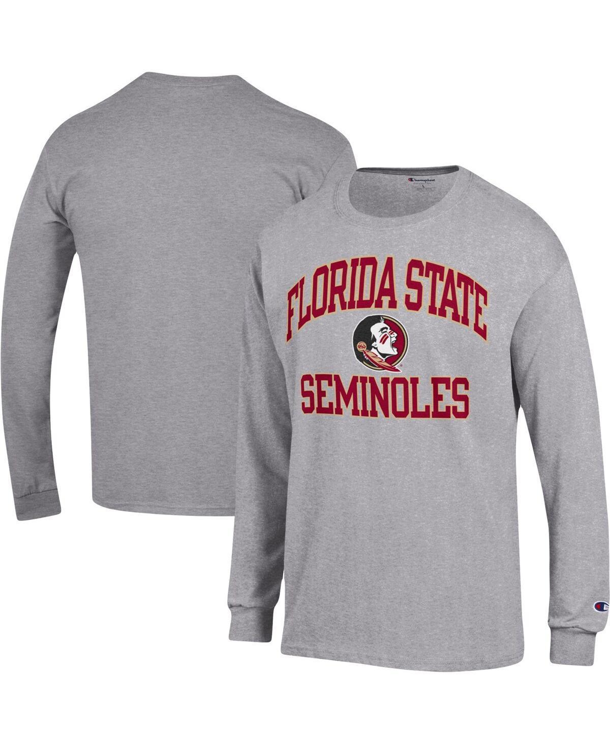 Mens Champion Heather Gray Florida State Seminoles High Motor Long Sleeve T-Shirt Product Image