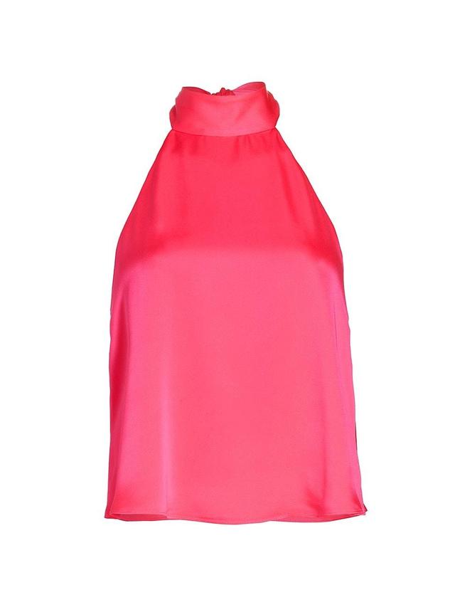 Womens Take A Bow Satin Halter Top Product Image