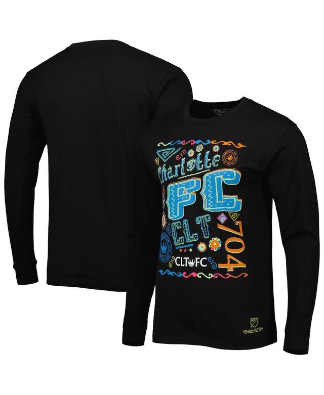 Mens Mitchell & Ness Black Charlotte Fc Papel Picado Long Sleeve T-shirt Product Image