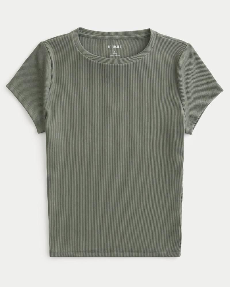 Ribbed Seamless Fabric Crew Top Product Image