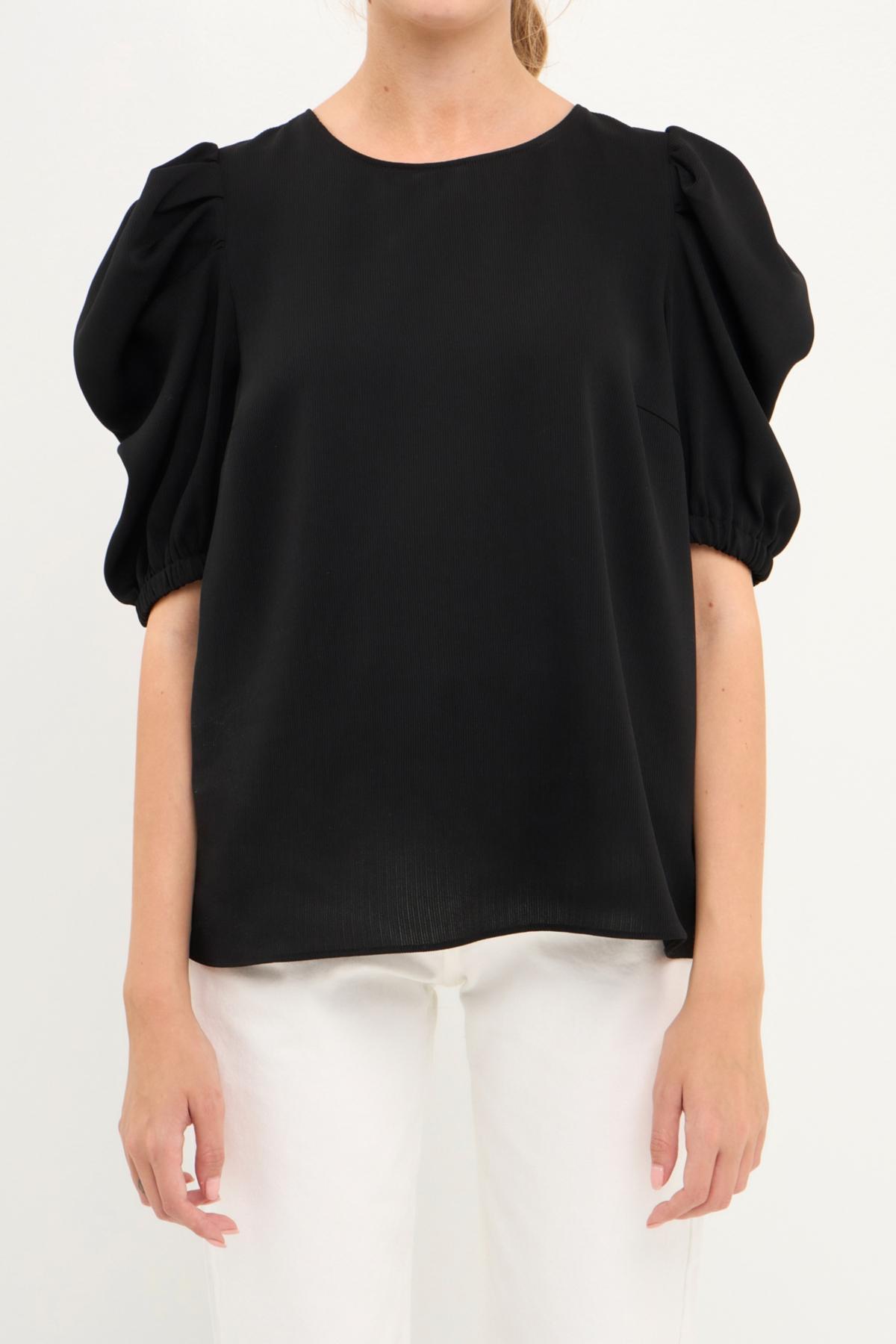 English Factory Womens Pleated Puff Sleeve Top Product Image