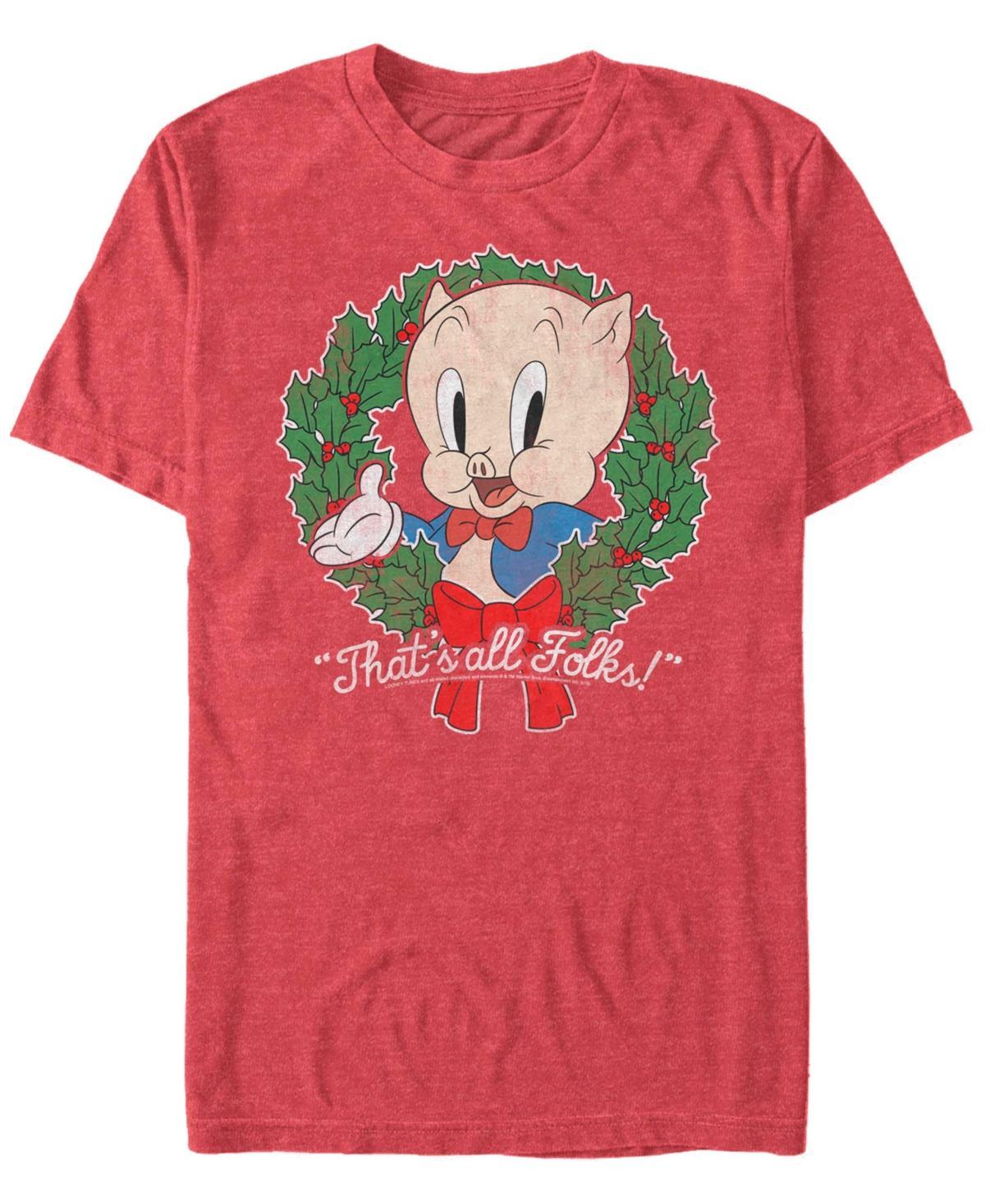 Mens Looney Tunes Porky Wreath Short Sleeve T-shirt Product Image