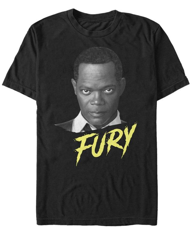 Marvel Mens Captain Marvel Nick Fury Big Face Portrait, Short Sleeve T-shirt Product Image