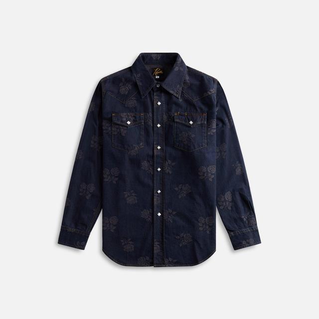 Needles Western Shirt 8Oz Denim Rose Jacquard - Indigo Male Product Image