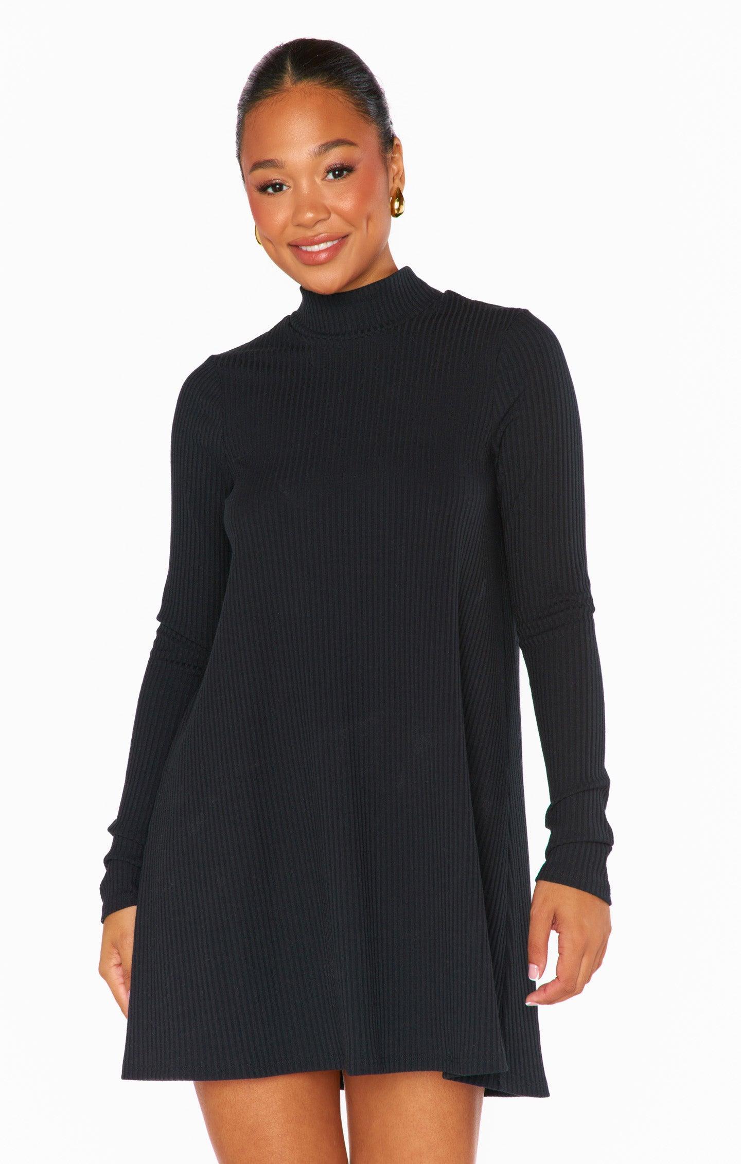 Tammy Turtleneck Dress ~ Winter Rib Black product image