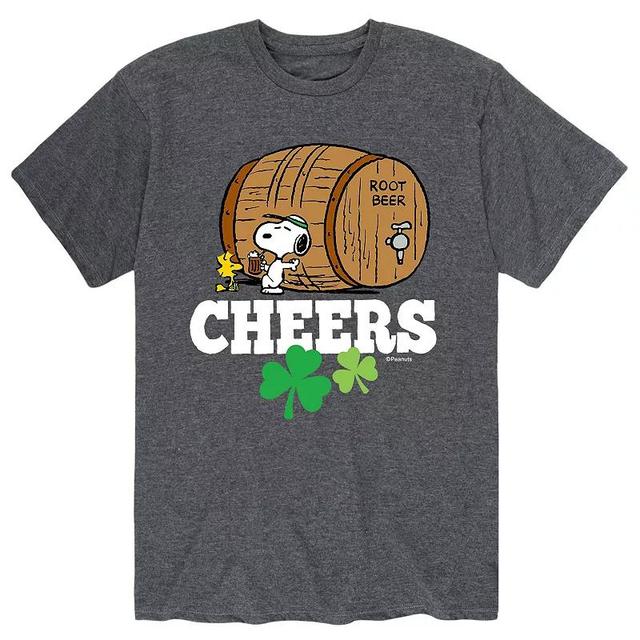 Mens Peanuts Snoopy St. Patricks Day Cheers Root Beer Tee Grey Product Image