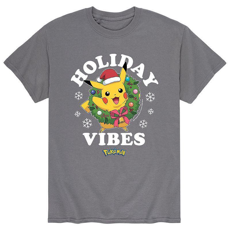 Mens Pokemon Holiday Vibes Tee Grey Product Image