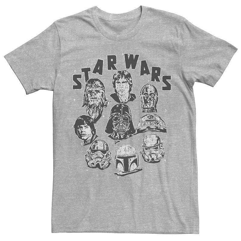 Mens Star Wars Floating Head Circle Tee Royal Grey Product Image