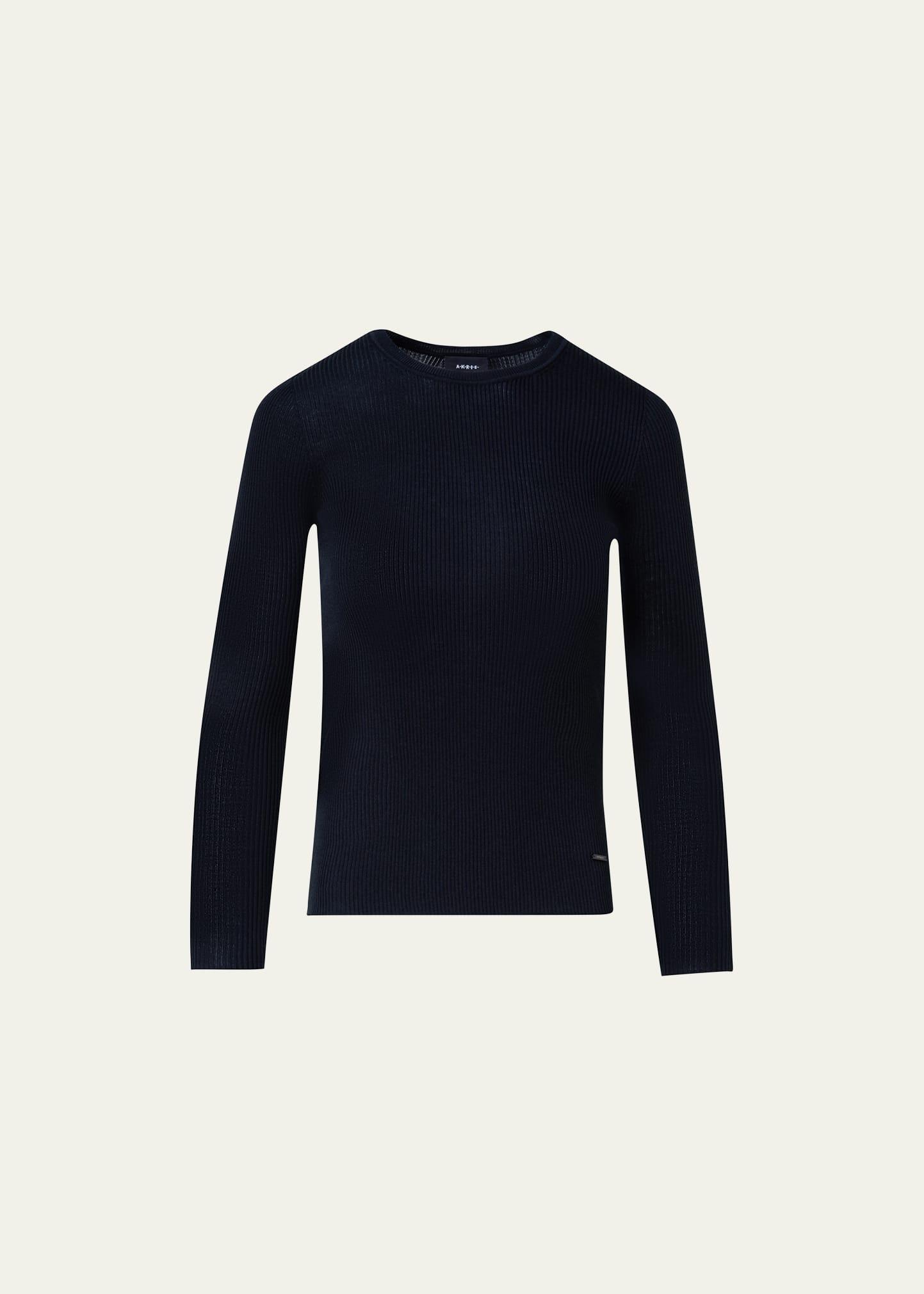 Silk Cotton Seamless Rib Fitted Sweater Product Image