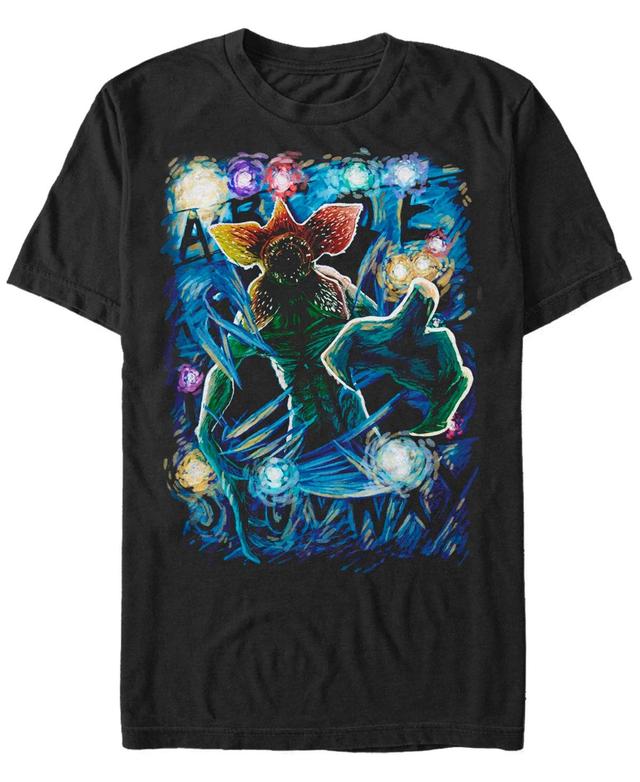 Mens Netflix Stranger Things Demogorgon Starry Night Letter Poster Tee Product Image