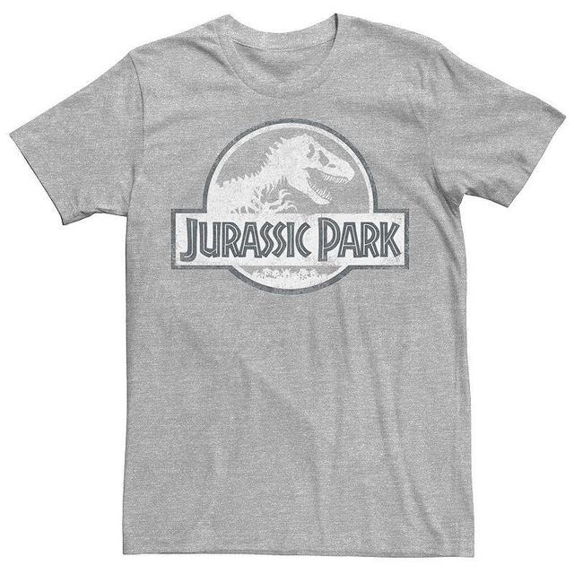 Mens Jurassic Park White Distressed Circle Logo Graphic Tee Kelly Grey Product Image