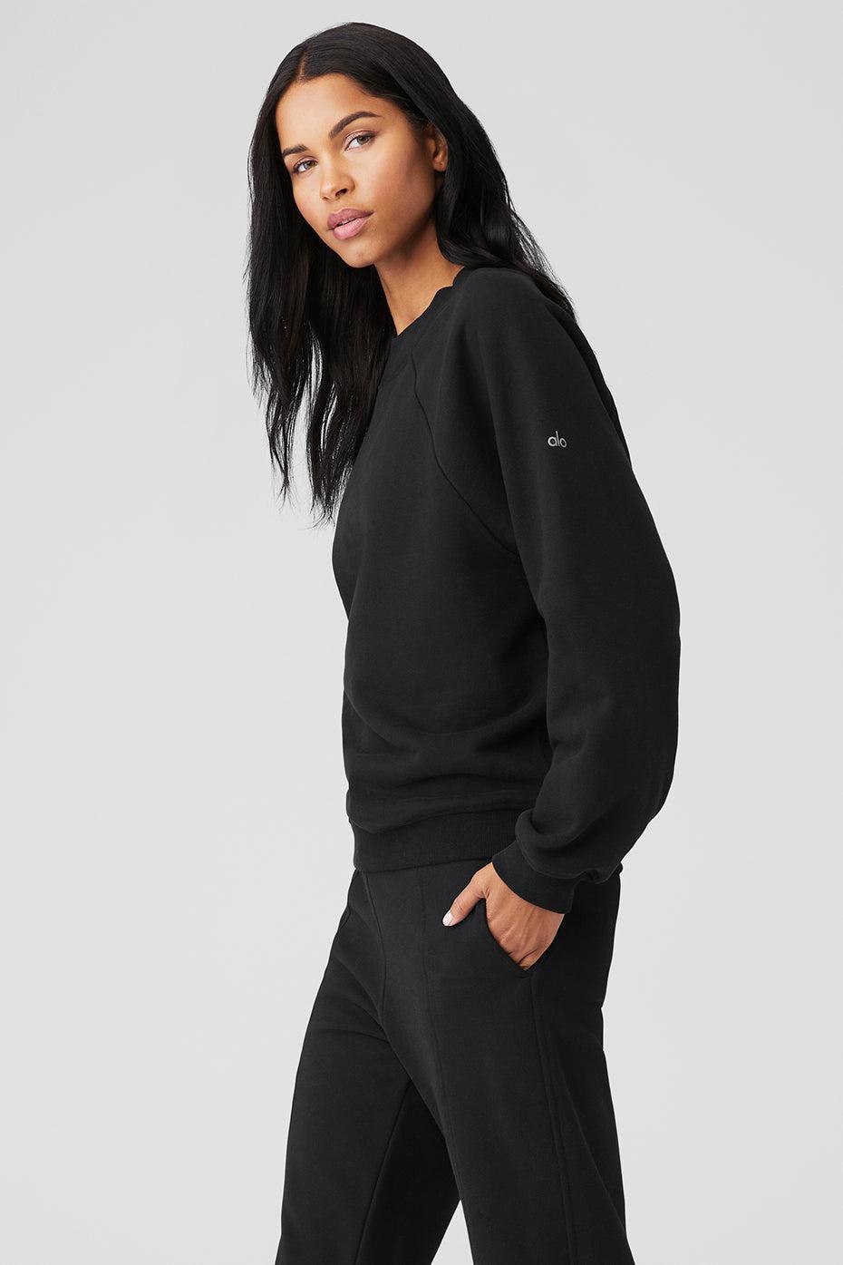 Heavy Weight Free Time Crew Neck Pullover - Black Female Product Image