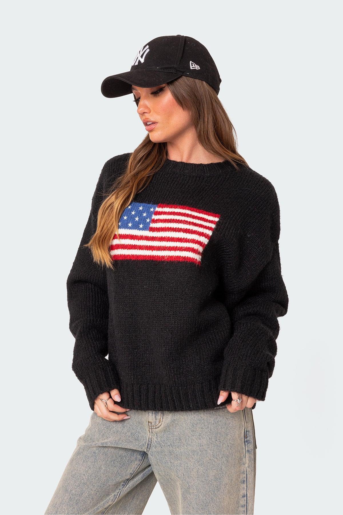 Usa Oversized Chunky Knit Sweater Product Image