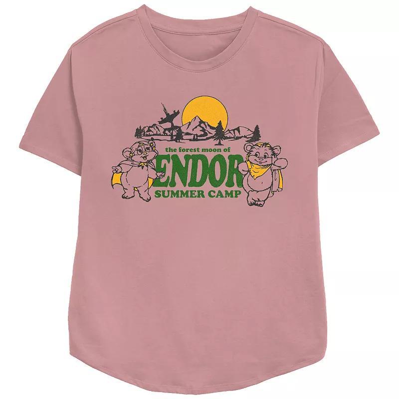 Womens Star Wars Endor Summer Camp Relaxed Fit Graphic Tee, Girls Pink Product Image