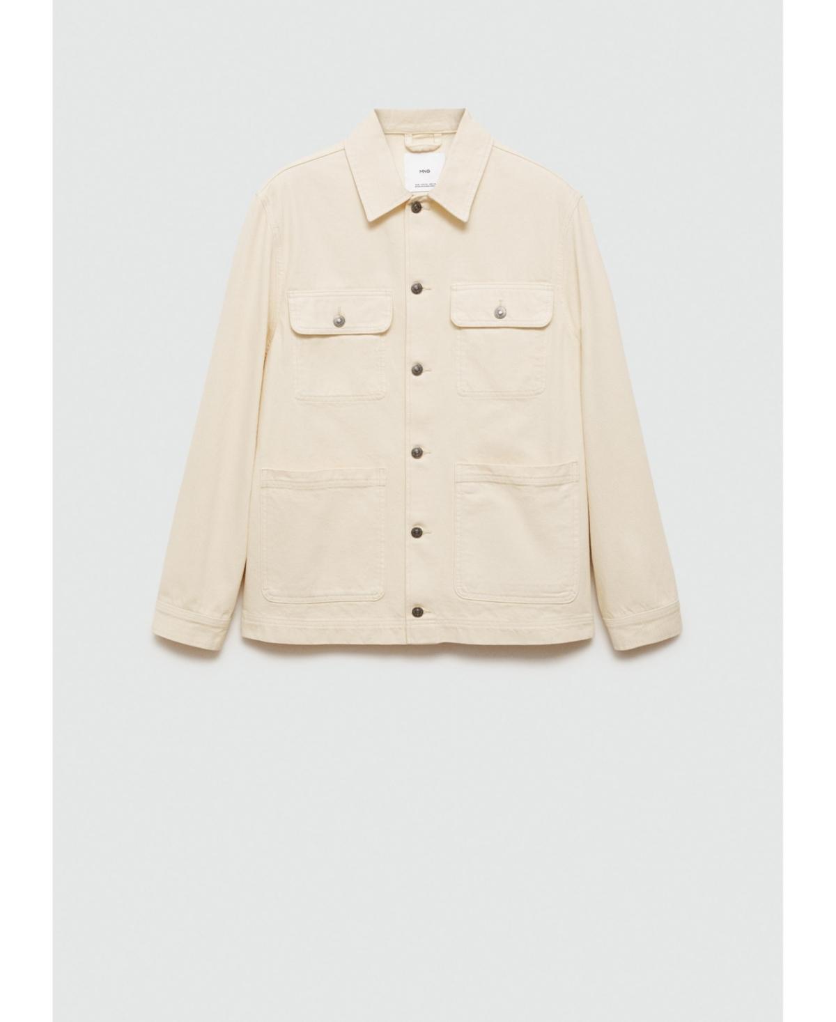 Mango Mens Pockets Detail Denim Overshirt Product Image