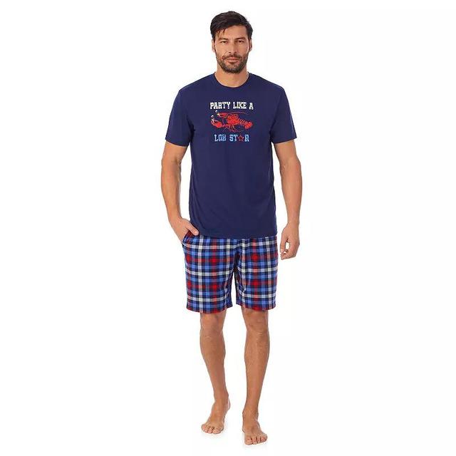 Mens Cuddl Duds Short Sleeve Graphic Pajama Tee & Printed Pajama Shorts Set Product Image