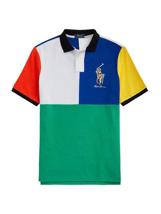 Mens Colorblocked Mesh Polo Shirt Product Image