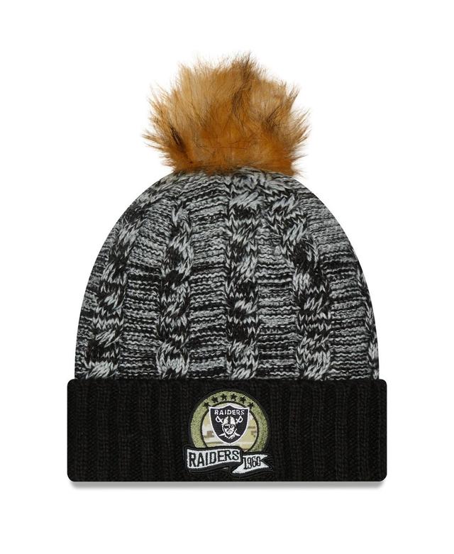 Womens New Era Black Las Vegas Raiders 2022 Salute To Service Pom Knit Hat - Black Product Image