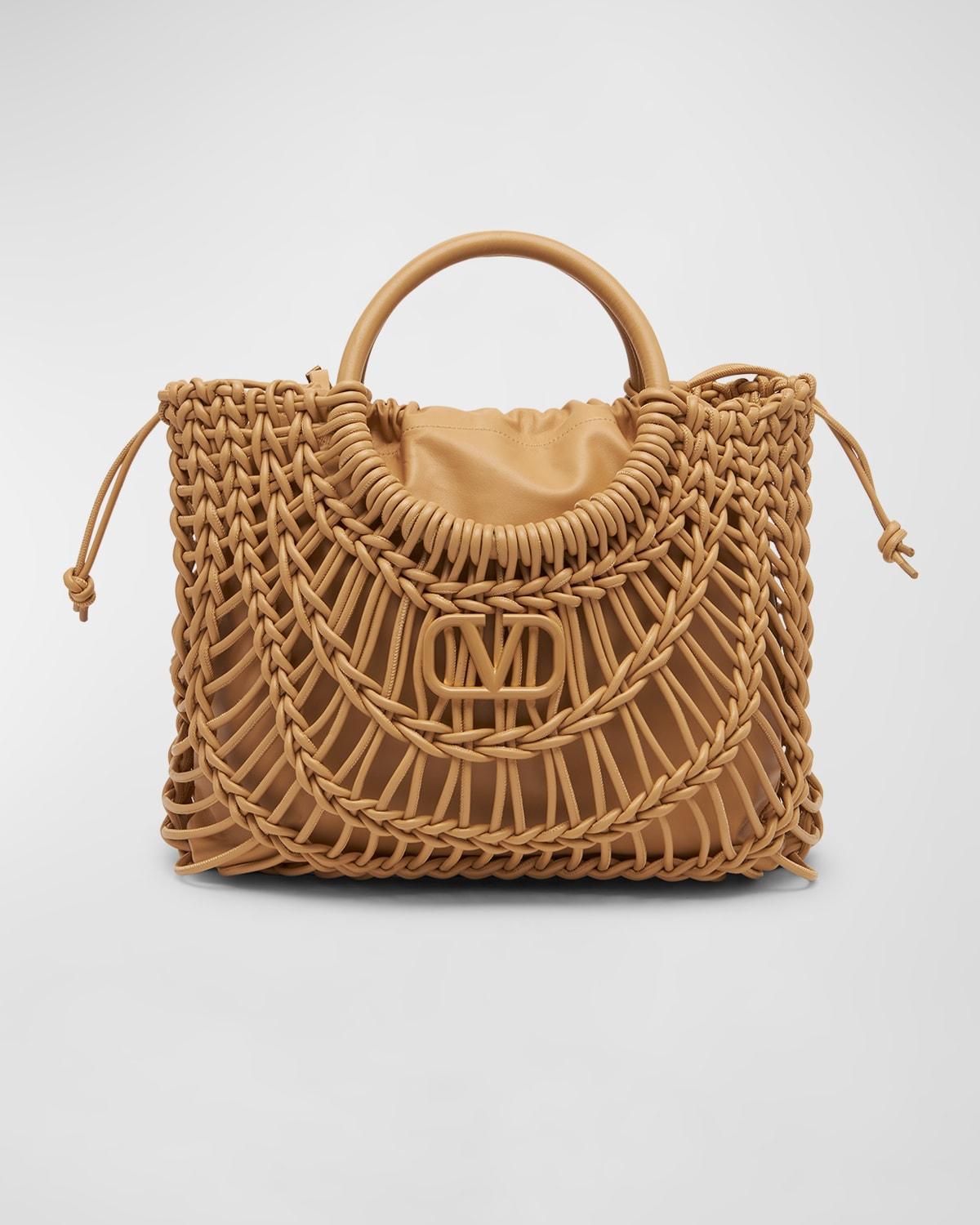 Allover Knot Braided Drawstring Tote Bag Product Image