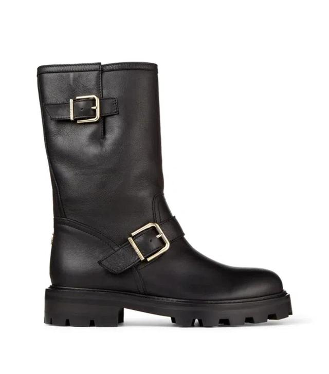 JIMMY CHOO Leather Biker Boots In Black Product Image