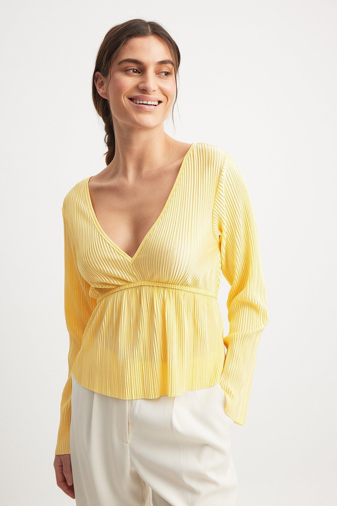 Pleated Long Sleeve Blouse Product Image