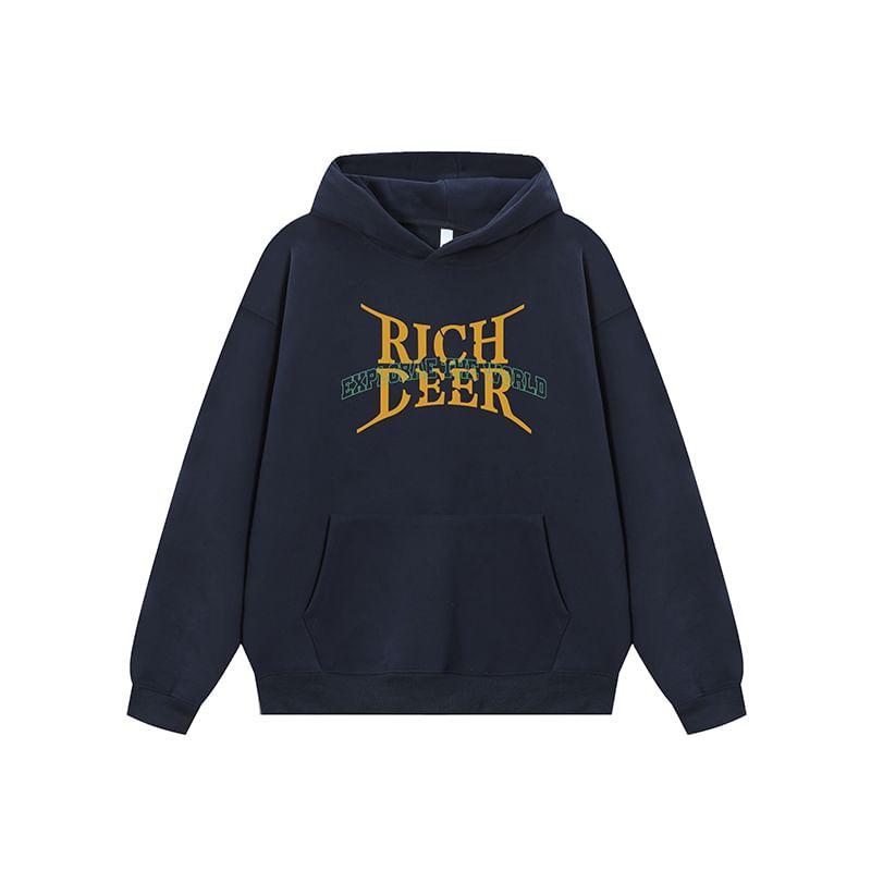 Couple Matching Crew Neck Drop Shoulder Lettering Oversized Hoodie Product Image