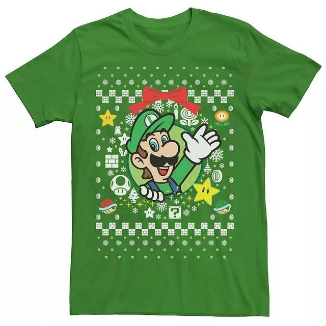 Mens Nintendo Super Mario Luigi Classic Ugly Christmas Graphic Tee Product Image