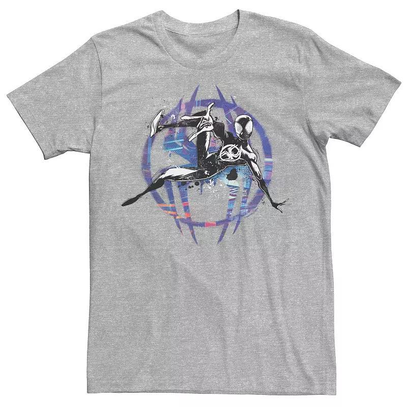 Mens Marvel Spiderman Across The Spider Verse Hanging Spiderman Graphic Tee Athletic Grey Product Image