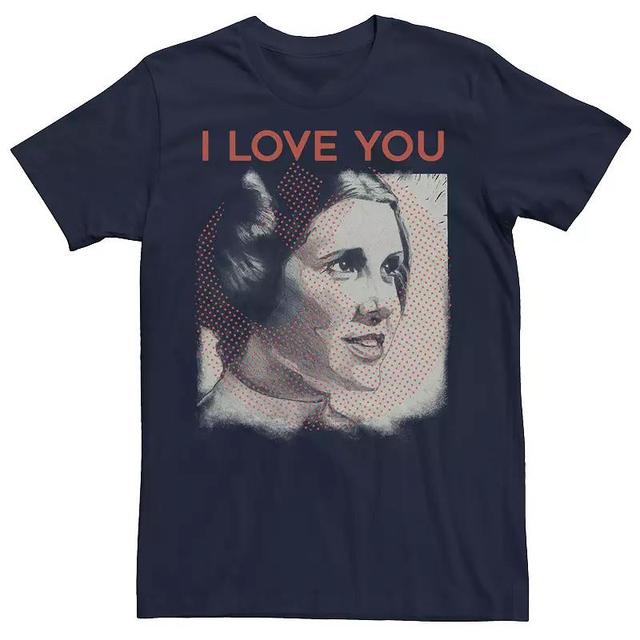 Mens Star Wars Valentines Day Leia I Love You Tee Blue Product Image