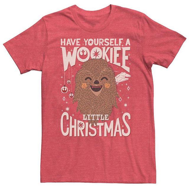 Mens Star Wars Wookiee Christmas Sketched Tee Red Grey Product Image