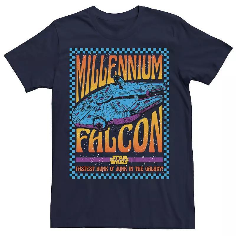 Mens Star Wars Millennium Falcon Retro Poster Graphic Tee Blue Product Image