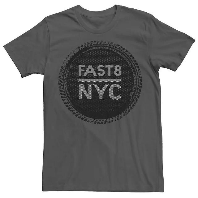 Mens Fast & Furious Fast 8 Tire Print Graphic Tee Grey Product Image