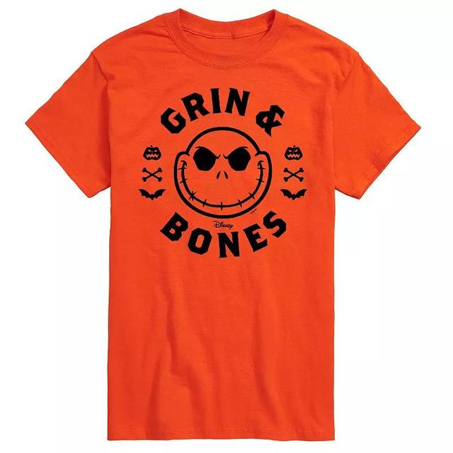 Disneys The Nightmare Before Christmas Mens Grin & Bones Graphic Tee Grey Military Green Product Image