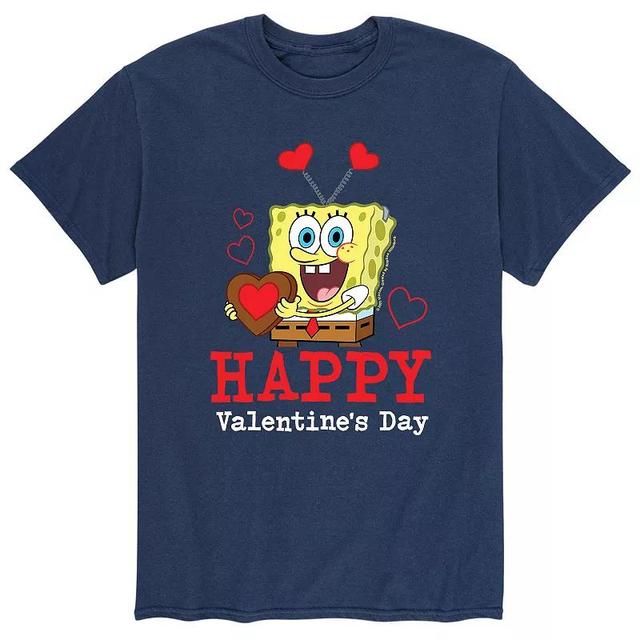 Mens SpongeBob Happy Valentines Day Tee Blue Product Image