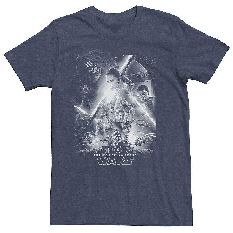 Mens Star Wars Force Awakens Group Poster Tee Blue Product Image