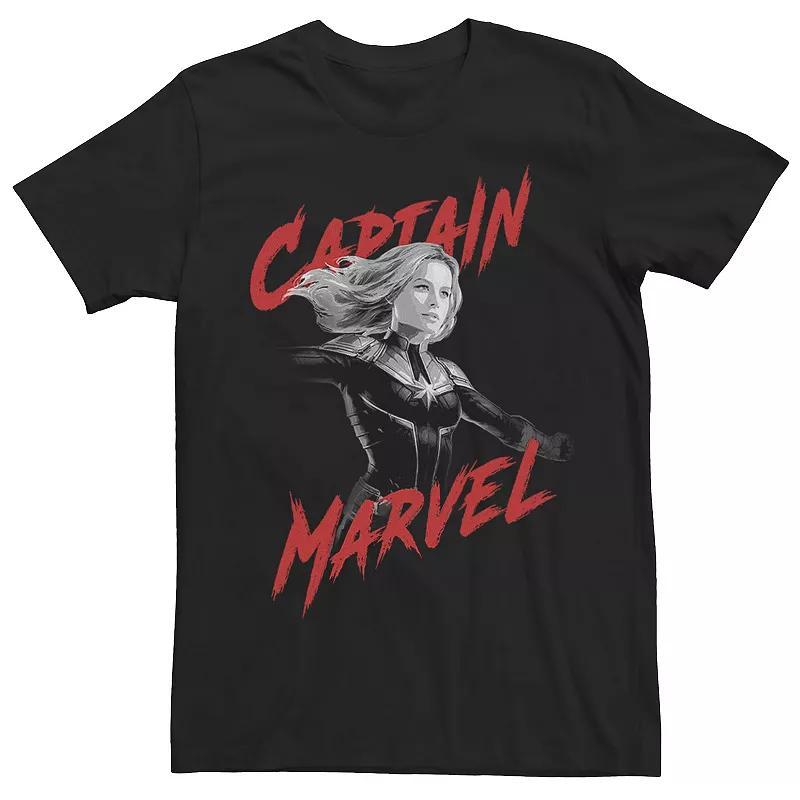 Mens Marvel Captain Marvel Grey Scale Portrait Color Pop Logo Tee Product Image