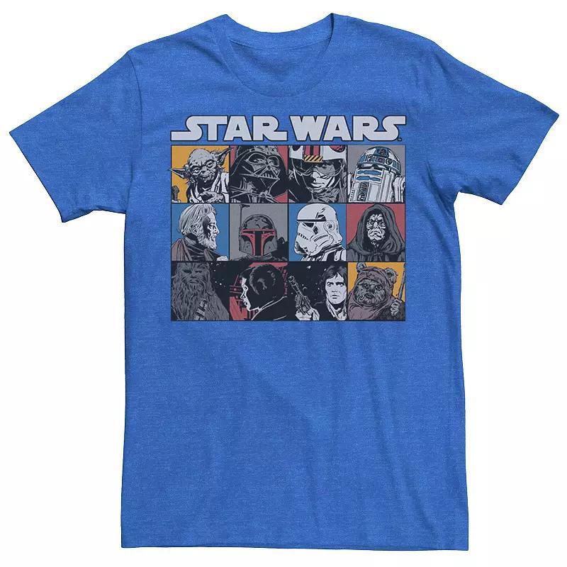 Mens Star Wars Comic Style Character Boxes Tee Royal Grey Product Image