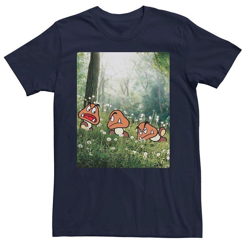 Mens Nintendo Super Mario Goomba Trio Short Sleeve Tee Blue Product Image