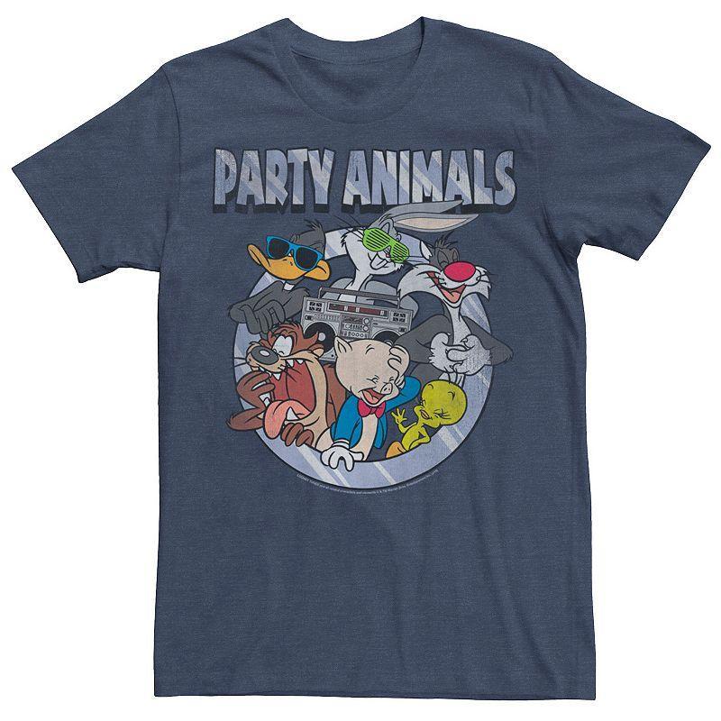 Mens Looney Tunes Group Shot Party Animals Tee Navy Grey Product Image