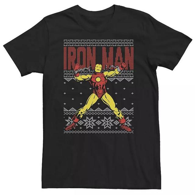 Big & Tall Marvel Iron Man Retro Ugly Christmas Sweater Tee, Mens Product Image