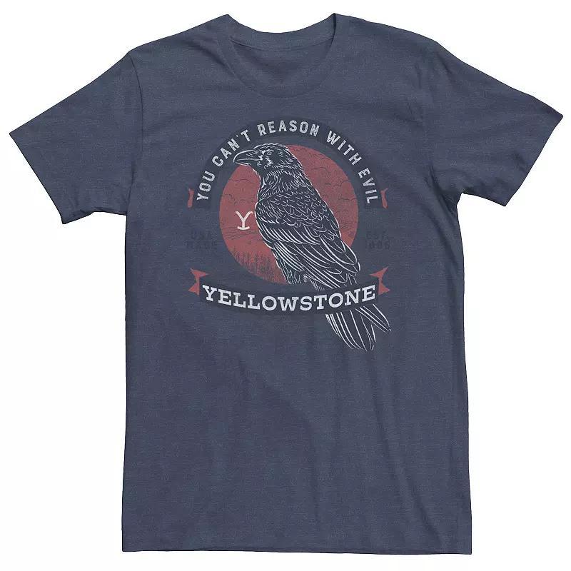 Big & Tall Yellowstone You Cant Reason With Evil Crow Symbol Tee, Mens Navy Grey Product Image